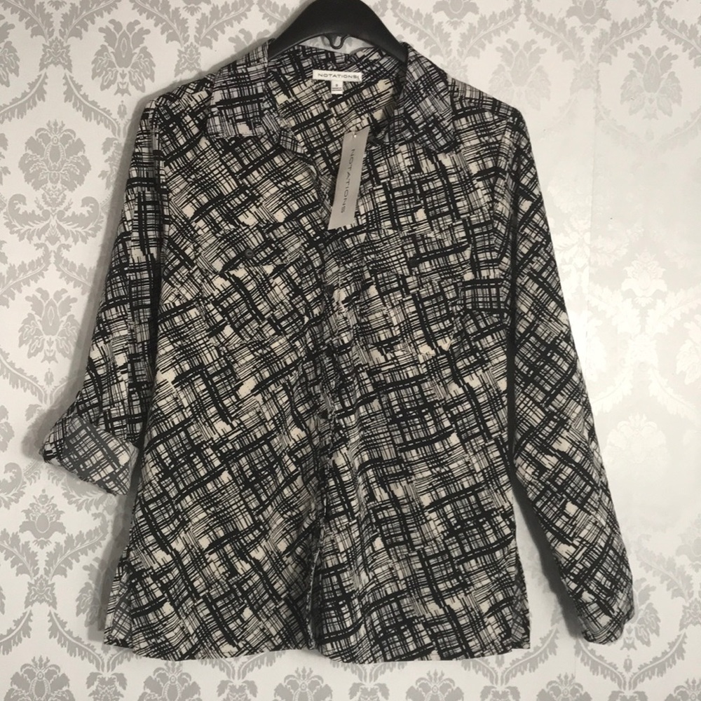 Women’s NEW Top Shirt Notations size S black cream